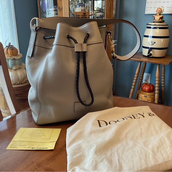 Dooney & Bourke Light Taupe Hattie Drawstring Large - Picture 1 of 16